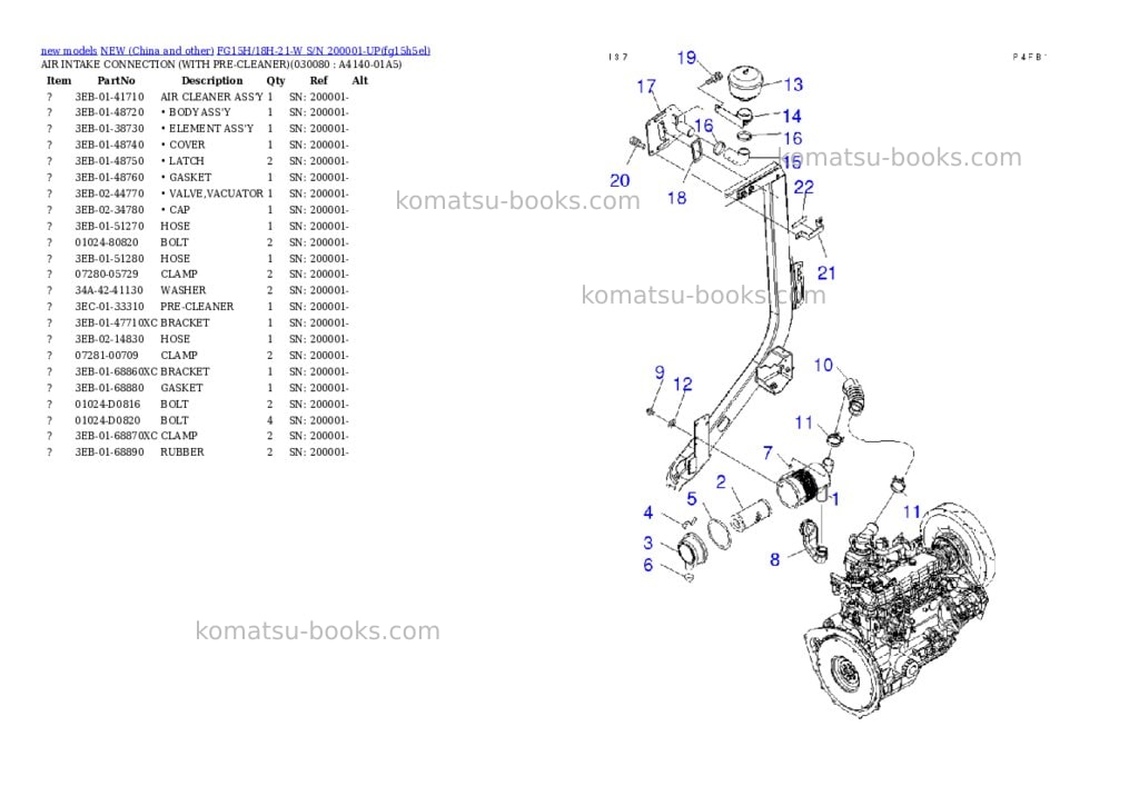 Komatsu fg15h/18h-21-w s/n 200001-up Parts catalog cover Page 7 Komatsu fg15h/18h-21-w s/n 200001-up Parts catalog cover Page 7