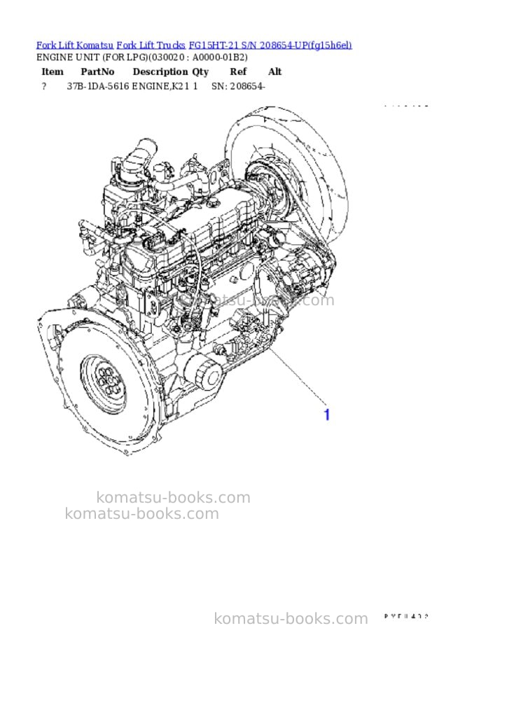Komatsu FG15HT-21 S/N 208654-UP Parts catalog cover Komatsu FG15HT-21 S/N 208654-UP Parts catalog cover