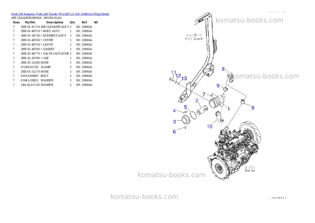 Komatsu FG15HT-21 S/N 208654-UP Parts catalog cover Page 4 Komatsu FG15HT-21 S/N 208654-UP Parts catalog cover Page 4