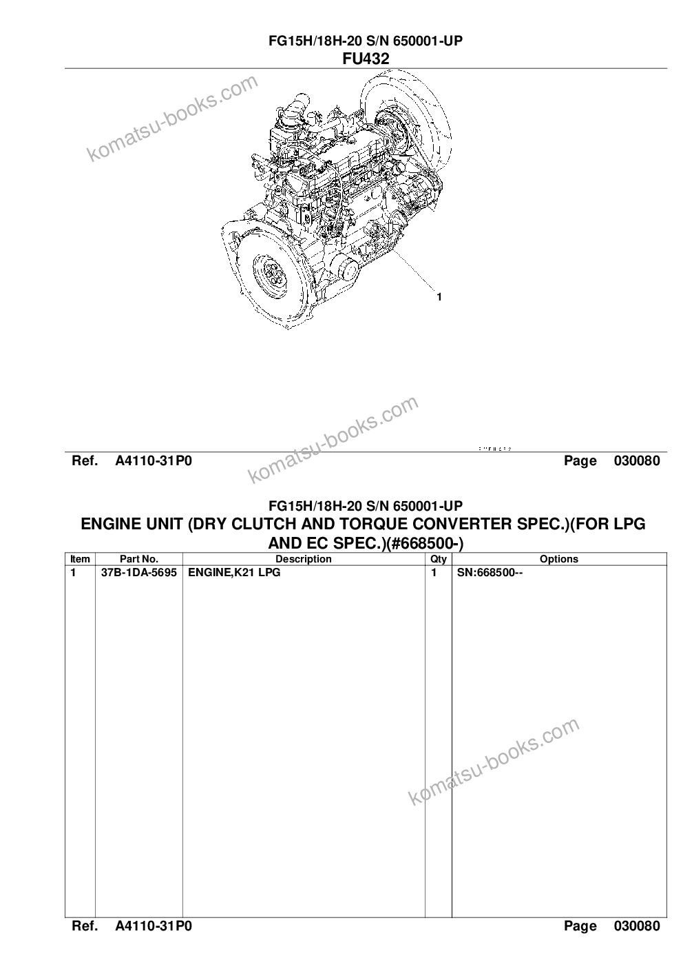 Komatsu fg15h-18 s/n 640001-up Parts catalog cover Page 10