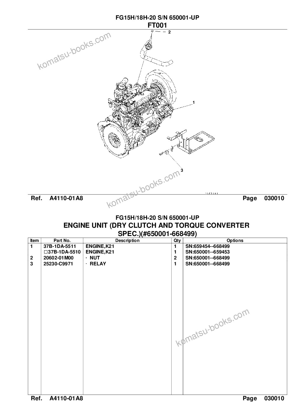 Komatsu fg15h-18 s/n 640001-up Parts catalog cover Page 3