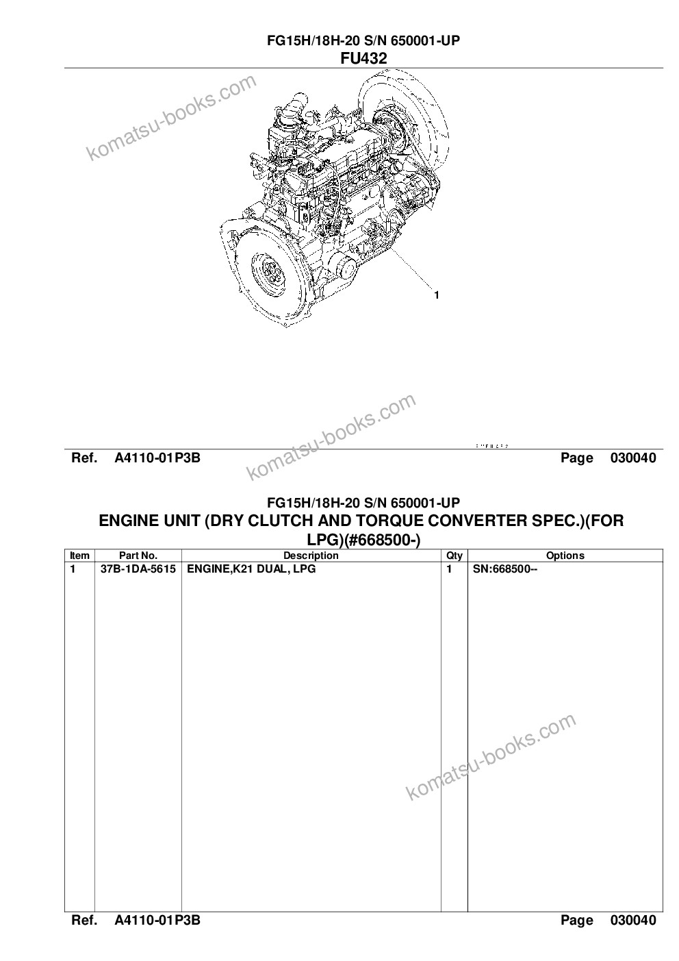 Komatsu fg15h-18 s/n 640001-up Parts catalog cover Page 6