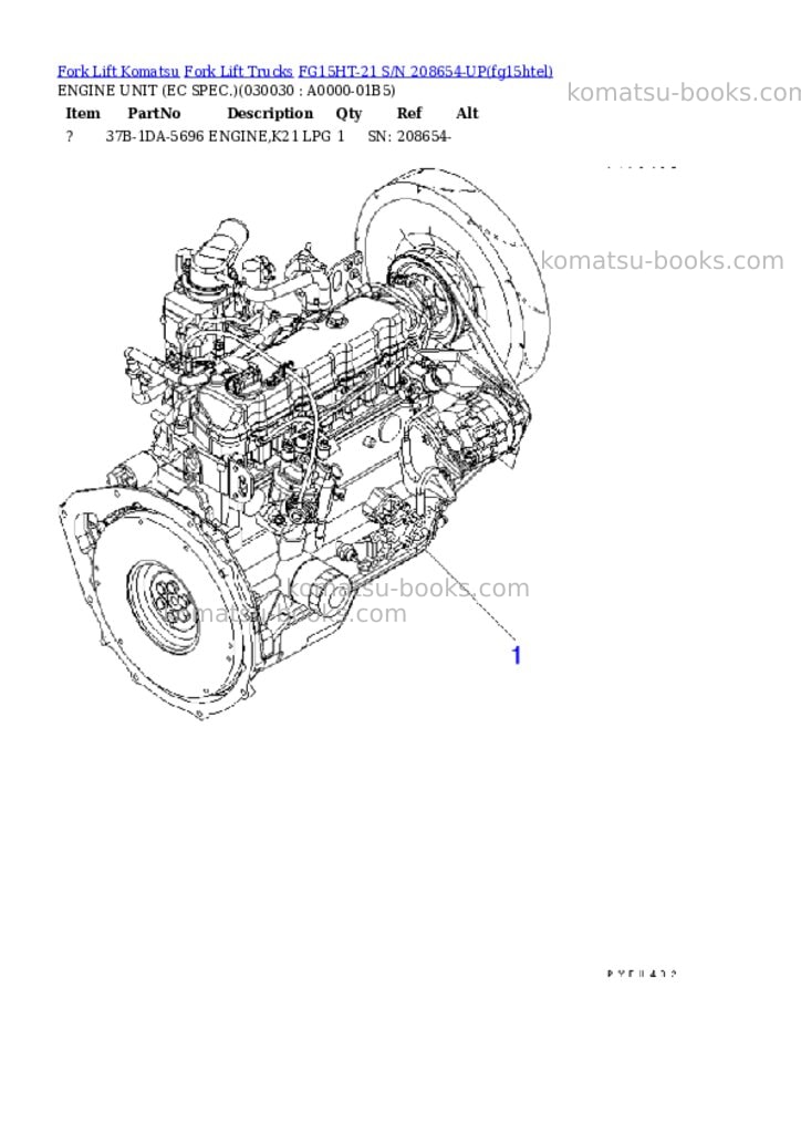 Komatsu FG15HT-21 S/N 208654-UP Parts catalog cover Page 2 Komatsu FG15HT-21 S/N 208654-UP Parts catalog cover Page 2