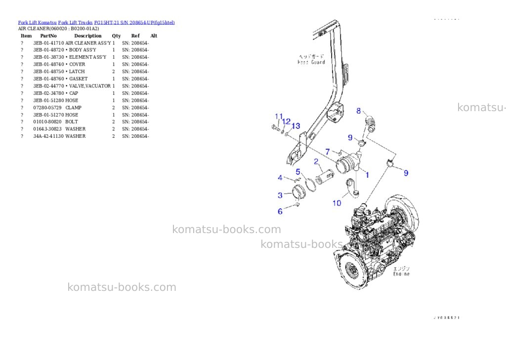 Komatsu FG15HT-21 S/N 208654-UP Parts catalog cover Page 4 Komatsu FG15HT-21 S/N 208654-UP Parts catalog cover Page 4