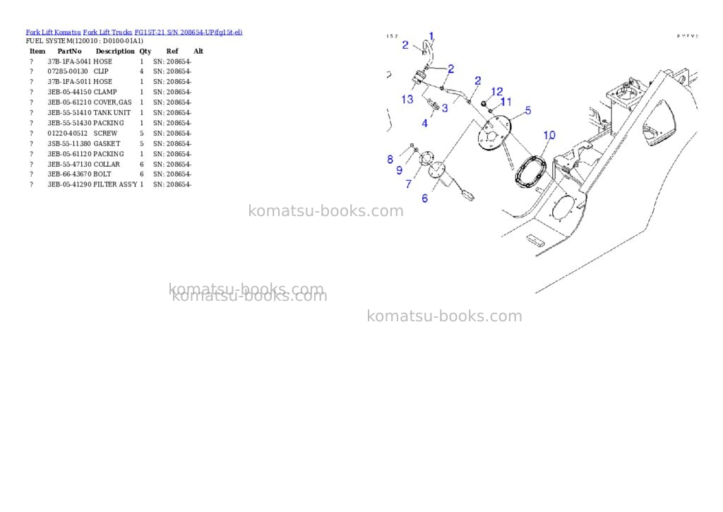 Komatsu FG15T-21 S/N 208654-UP Parts catalog cover Page 10 Komatsu FG15T-21 S/N 208654-UP Parts catalog cover Page 10