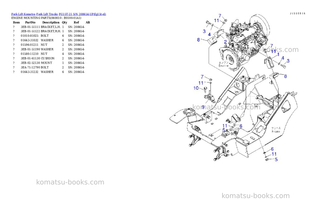 Komatsu FG15T-21 S/N 208654-UP Parts catalog cover Page 2 Komatsu FG15T-21 S/N 208654-UP Parts catalog cover Page 2