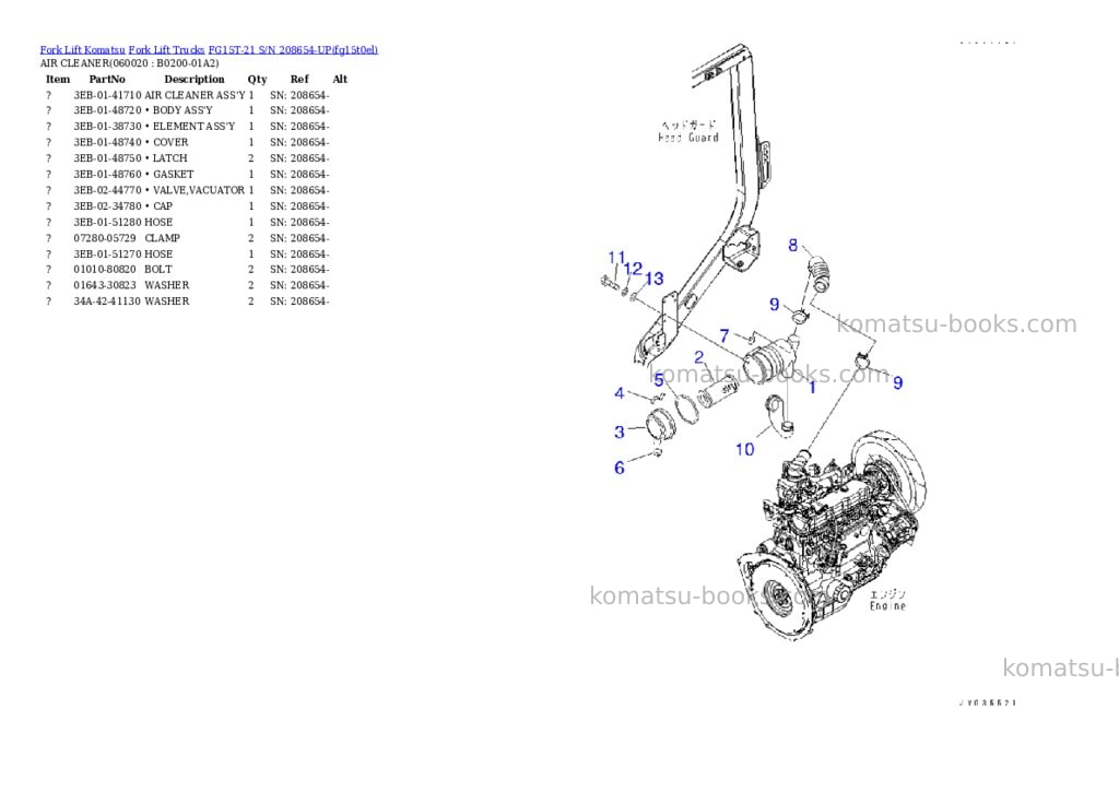 Komatsu FG15T-21 S/N 208654-UP Parts catalog cover Page 3