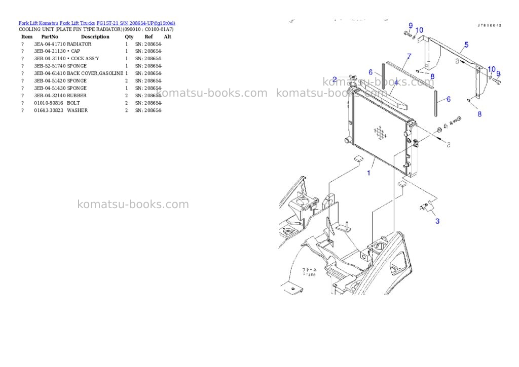 Komatsu FG15T-21 S/N 208654-UP Parts catalog cover Page 5