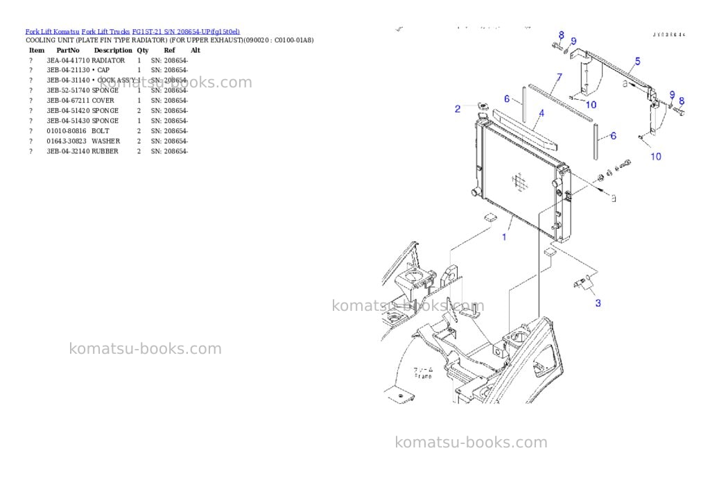 Komatsu FG15T-21 S/N 208654-UP Parts catalog cover Page 6