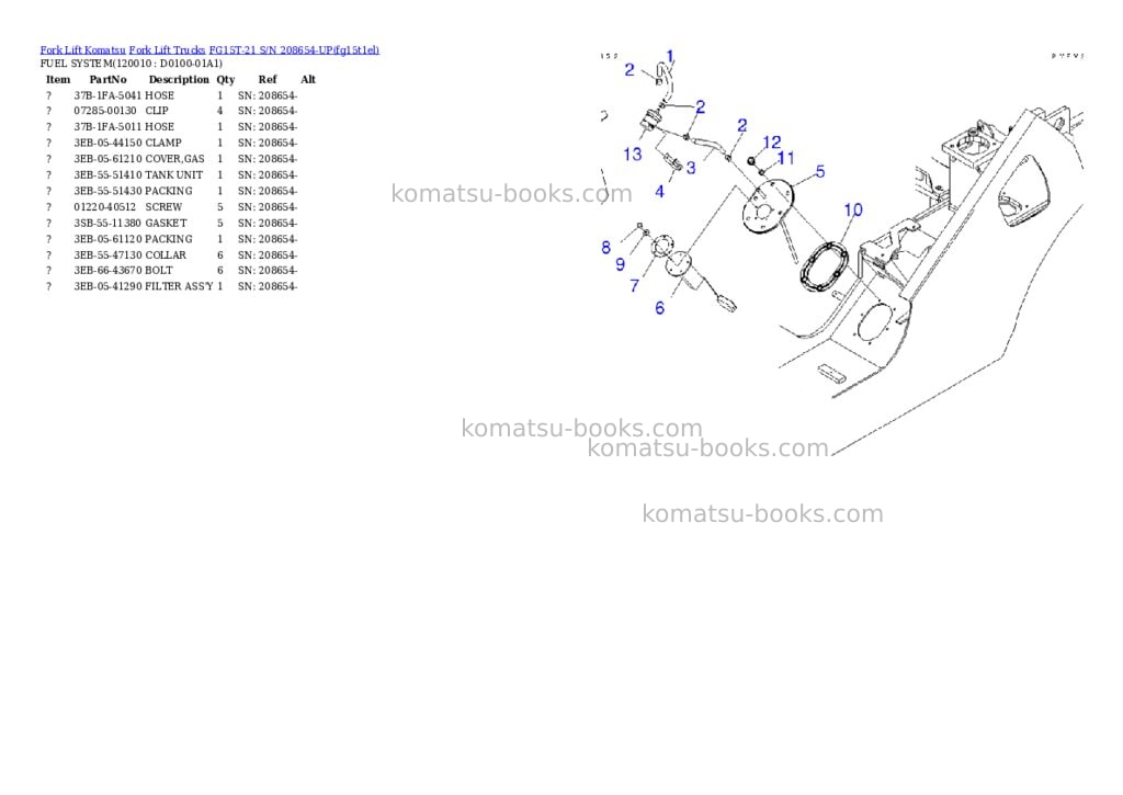 Komatsu FG15T-21 S/N 208654-UP Parts catalog cover Page 10 Komatsu FG15T-21 S/N 208654-UP Parts catalog cover Page 10