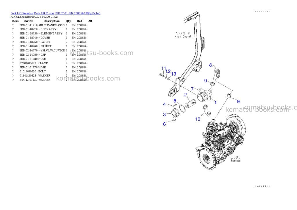 Komatsu FG15T-21 S/N 208654-UP Parts catalog cover Page 3 Komatsu FG15T-21 S/N 208654-UP Parts catalog cover Page 3