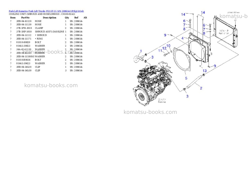 Komatsu FG15T-21 S/N 208654-UP Parts catalog cover Page 5 Komatsu FG15T-21 S/N 208654-UP Parts catalog cover Page 5
