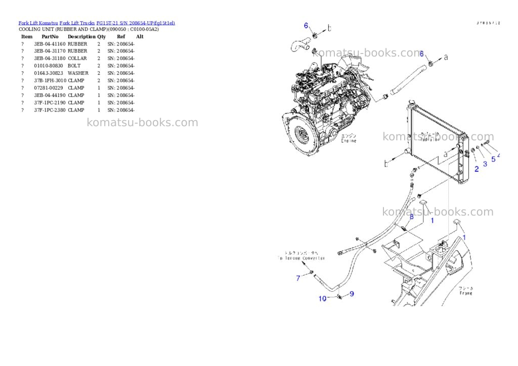 Komatsu FG15T-21 S/N 208654-UP Parts catalog cover Page 9 Komatsu FG15T-21 S/N 208654-UP Parts catalog cover Page 9