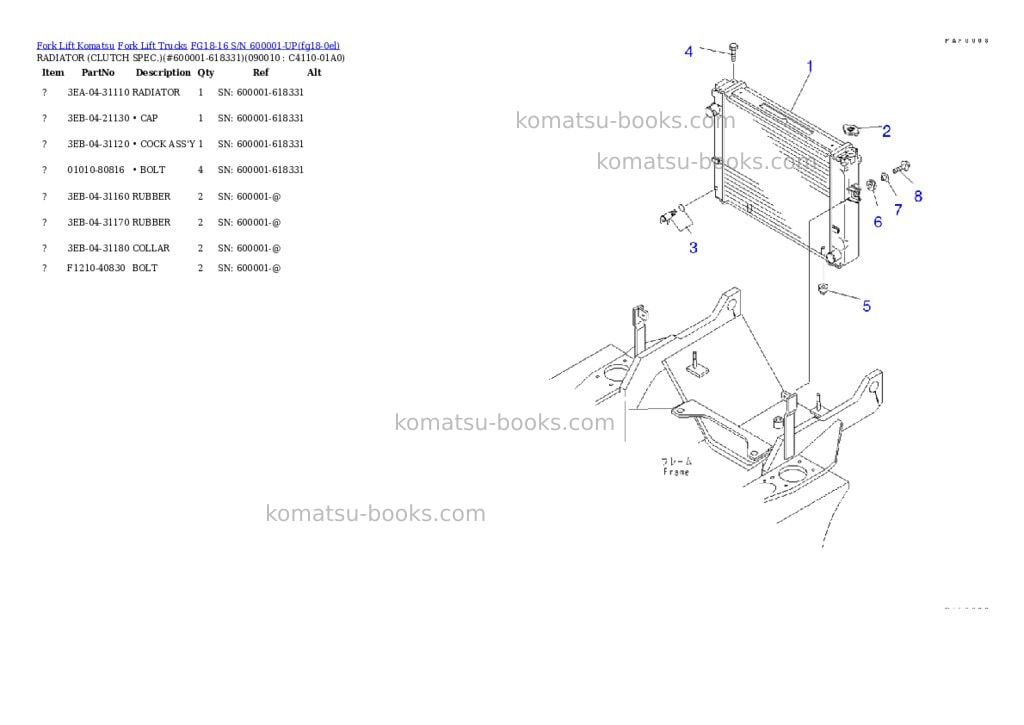 Komatsu fg18-16 s/n 600001-up Parts catalog cover Page 5 Komatsu fg18-16 s/n 600001-up Parts catalog cover Page 5