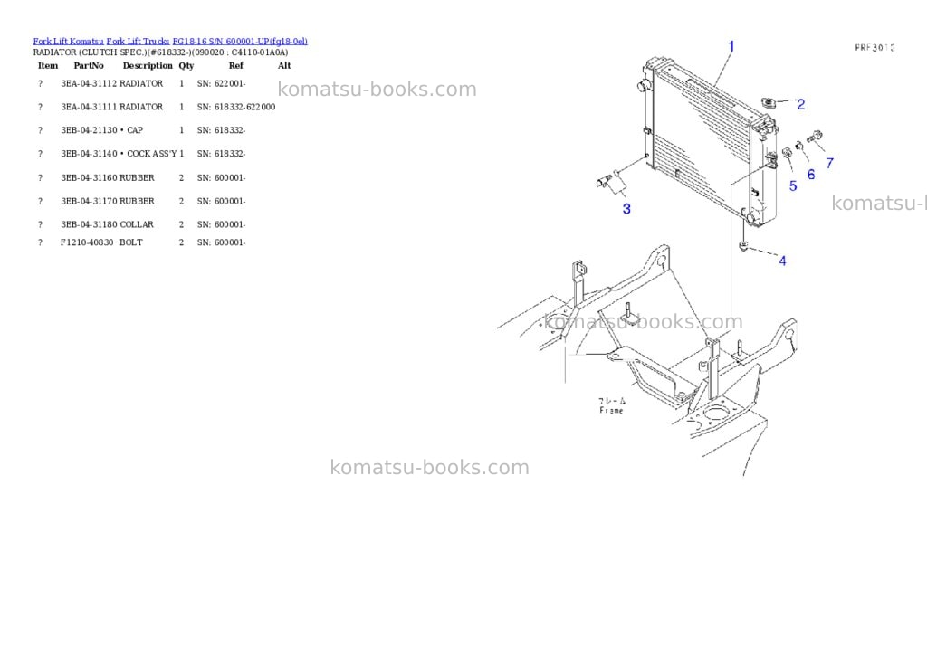 Komatsu fg18-16 s/n 600001-up Parts catalog cover Page 6 Komatsu fg18-16 s/n 600001-up Parts catalog cover Page 6