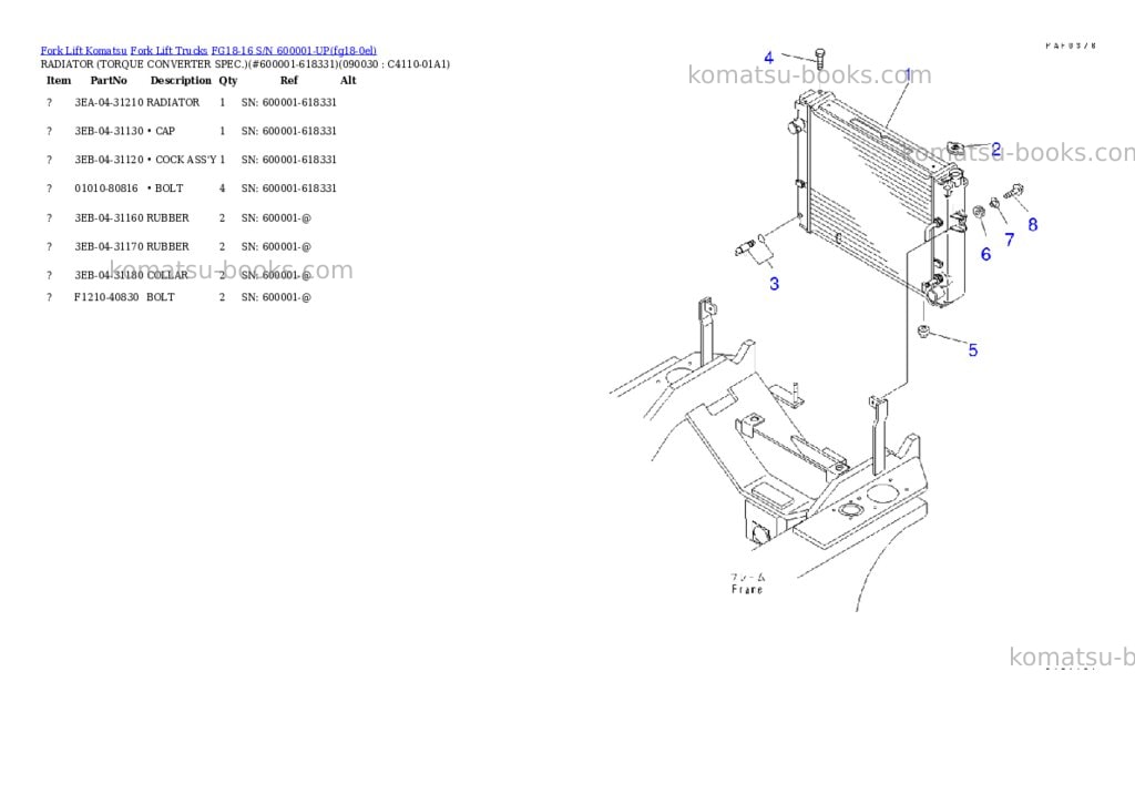 Komatsu fg18-16 s/n 600001-up Parts catalog cover Page 7 Komatsu fg18-16 s/n 600001-up Parts catalog cover Page 7