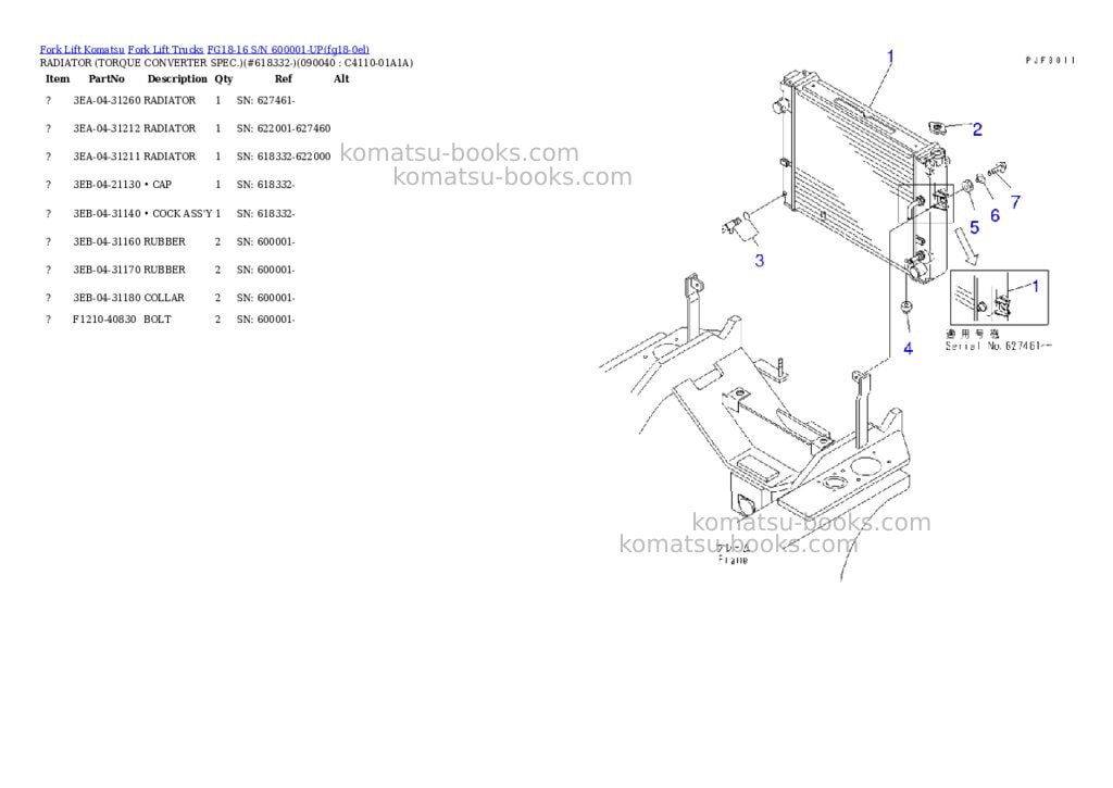 Komatsu fg18-16 s/n 600001-up Parts catalog cover Page 8 Komatsu fg18-16 s/n 600001-up Parts catalog cover Page 8