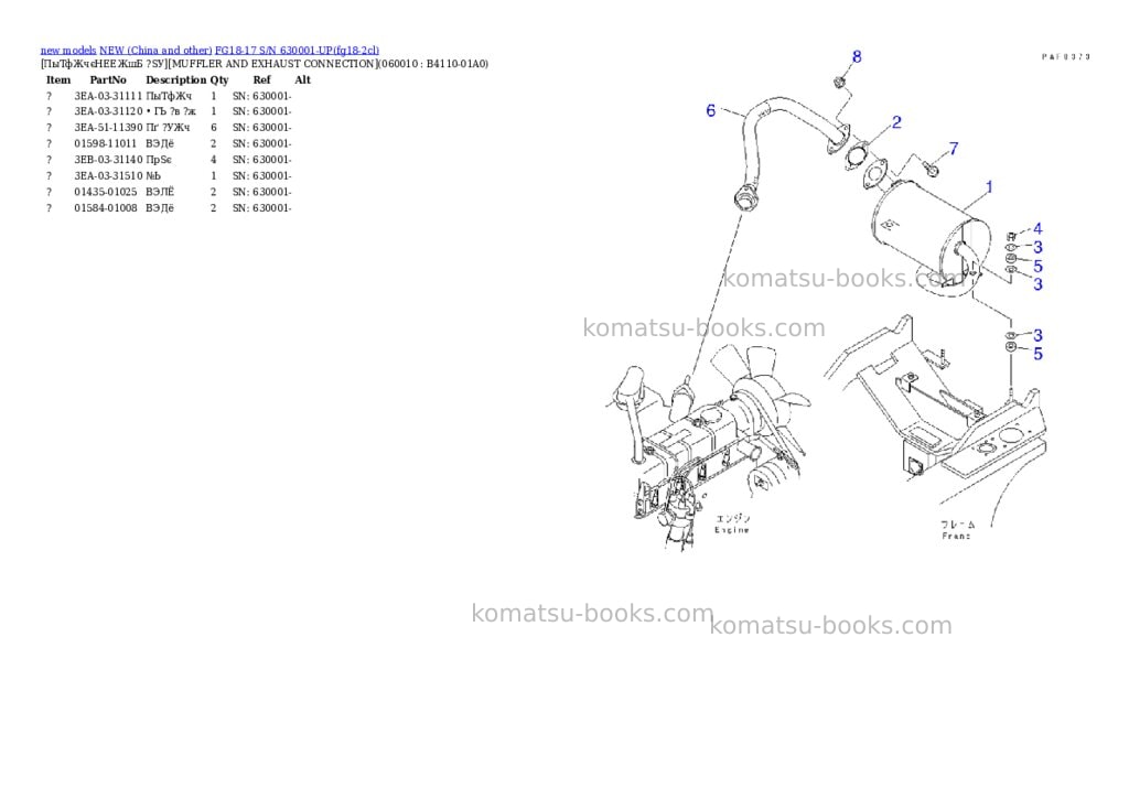Komatsu fg18-17 s/n 630001-up Parts catalog cover Page 4 Komatsu fg18-17 s/n 630001-up Parts catalog cover Page 4