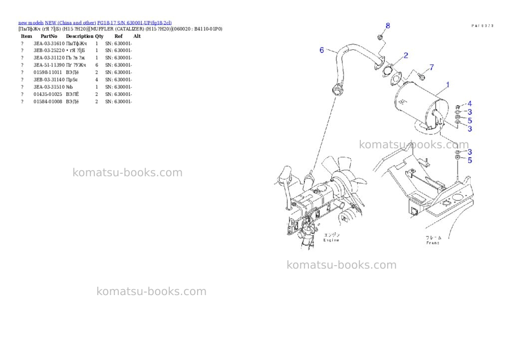 Komatsu fg18-17 s/n 630001-up Parts catalog cover Page 5 Komatsu fg18-17 s/n 630001-up Parts catalog cover Page 5