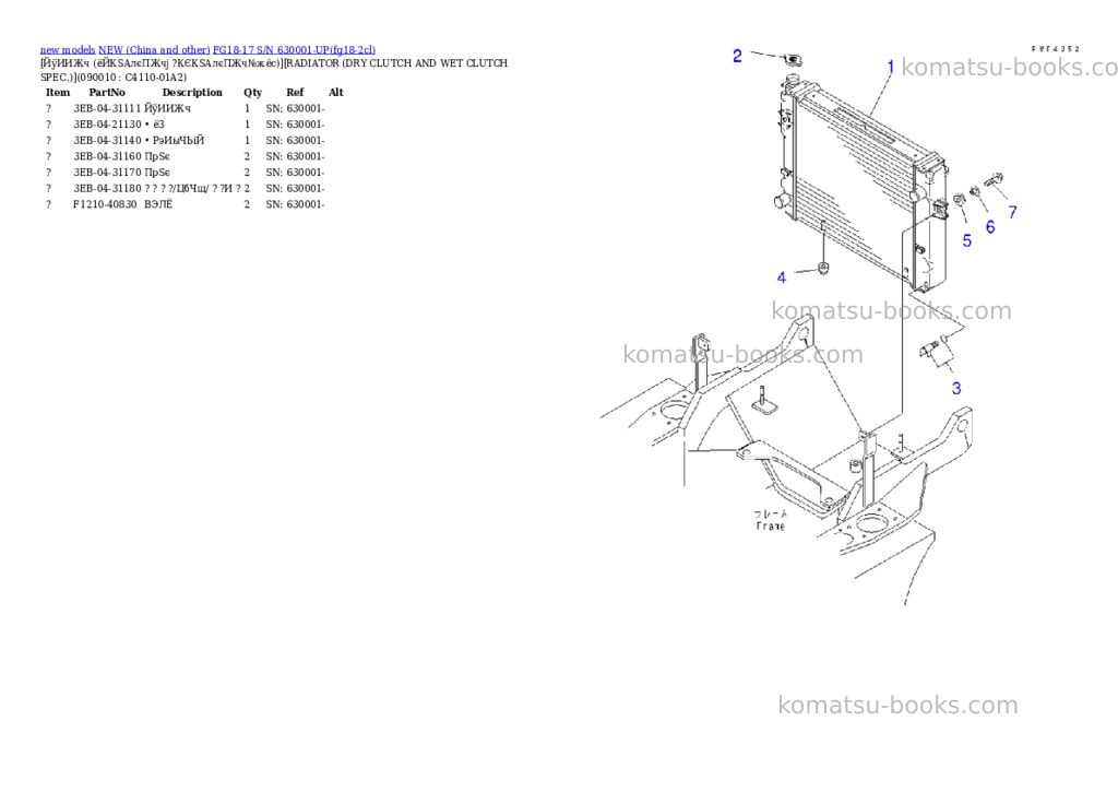 Komatsu fg18-17 s/n 630001-up Parts catalog cover Page 7 Komatsu fg18-17 s/n 630001-up Parts catalog cover Page 7