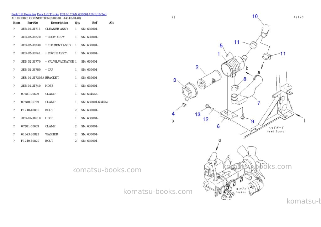Komatsu FG18-17 S/N 630001-UP Parts catalog cover Page 2