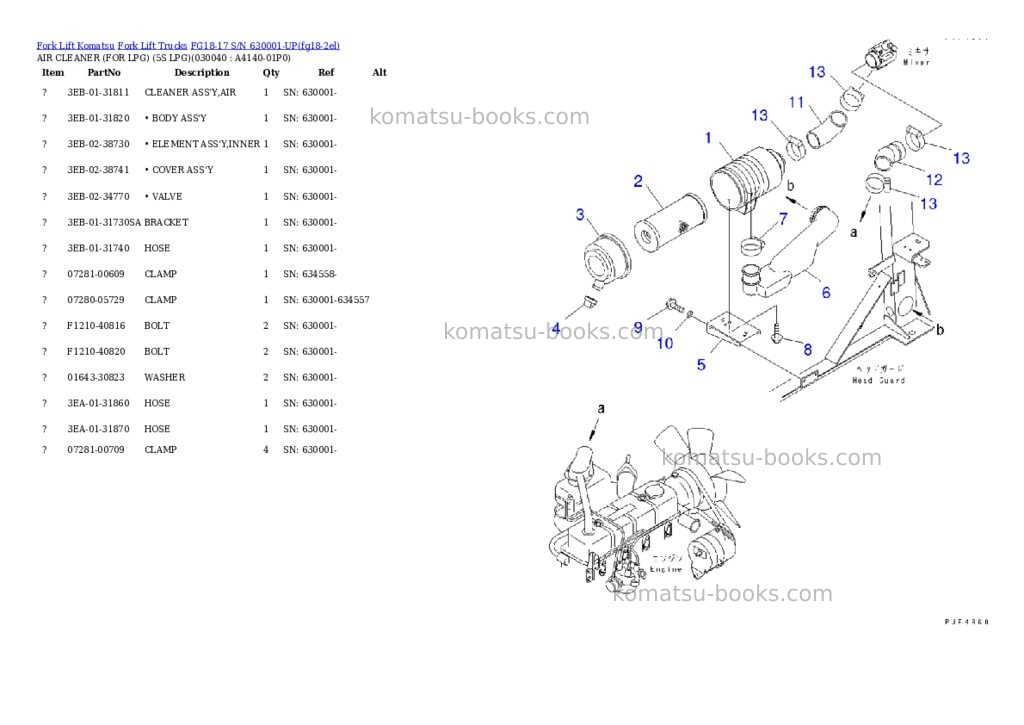 Komatsu FG18-17 S/N 630001-UP Parts catalog cover Page 3