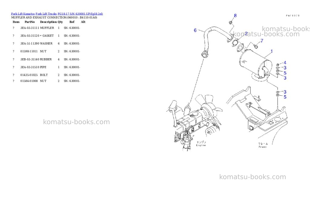 Komatsu FG18-17 S/N 630001-UP Parts catalog cover Page 4