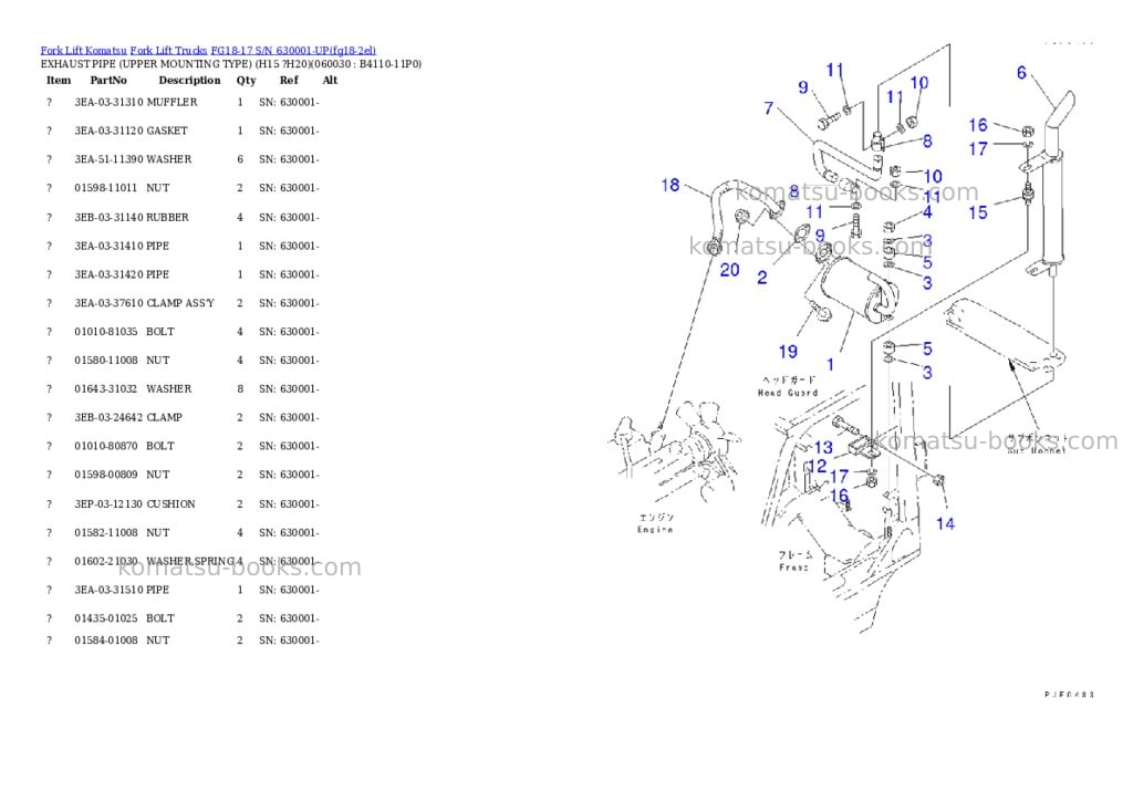 Komatsu FG18-17 S/N 630001-UP Parts catalog cover Page 6