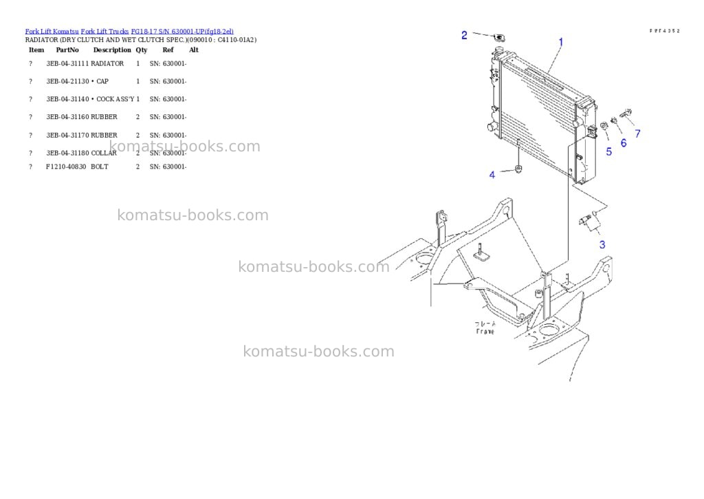 Komatsu FG18-17 S/N 630001-UP Parts catalog cover Page 7
