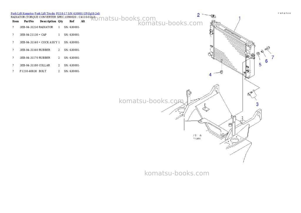 Komatsu FG18-17 S/N 630001-UP Parts catalog cover Page 8