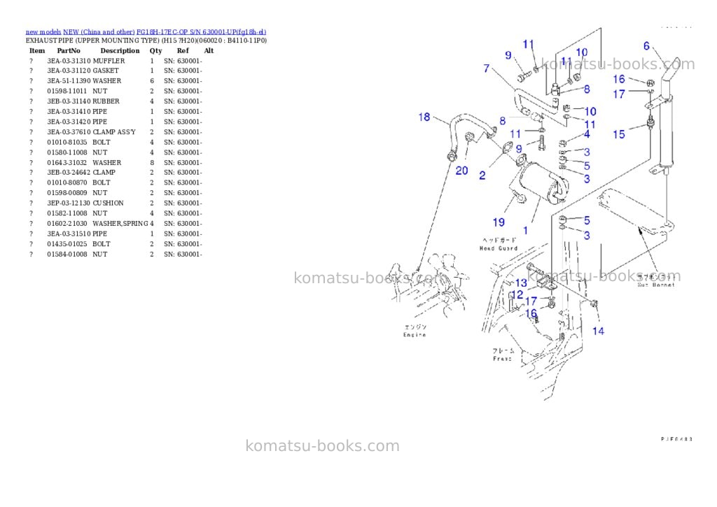 Komatsu FG18H-17EC-OP S/N 630001-UP Parts catalog cover Page 2 Komatsu FG18H-17EC-OP S/N 630001-UP Parts catalog cover Page 2