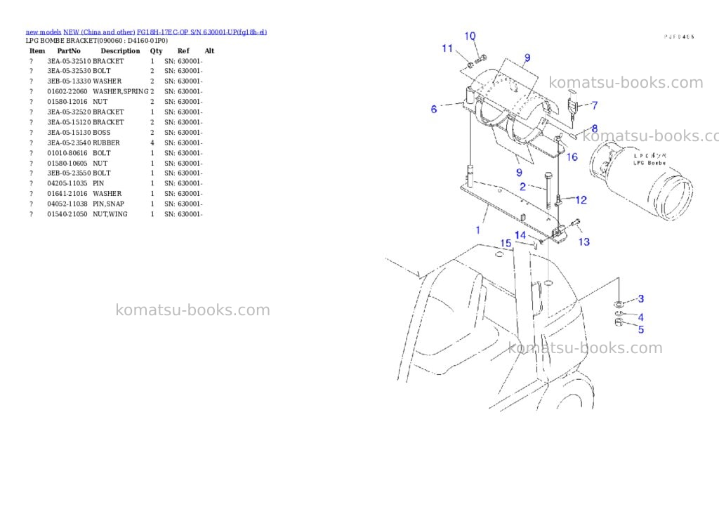 Komatsu FG18H-17EC-OP S/N 630001-UP Parts catalog cover Page 8 Komatsu FG18H-17EC-OP S/N 630001-UP Parts catalog cover Page 8