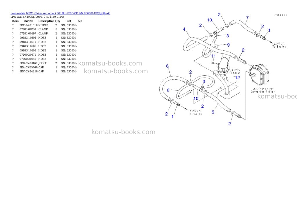 Komatsu FG18H-17EC-OP S/N 630001-UP Parts catalog cover Page 9 Komatsu FG18H-17EC-OP S/N 630001-UP Parts catalog cover Page 9