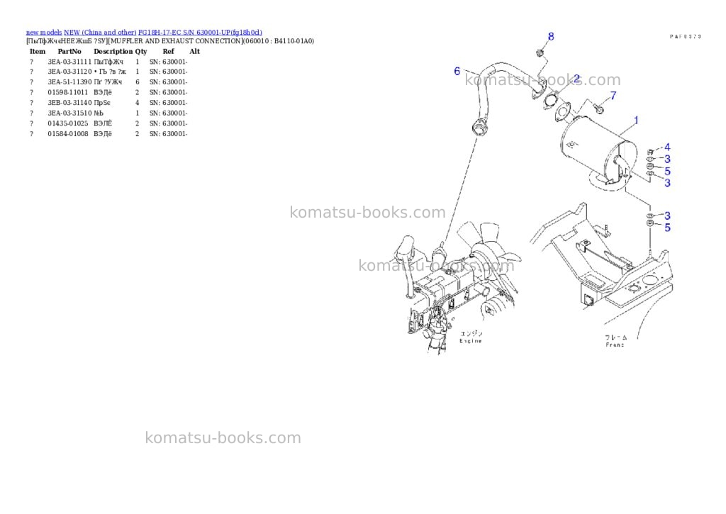 Komatsu fg18h-17-ec s/n 630001-up Parts catalog cover Page 4 Komatsu fg18h-17-ec s/n 630001-up Parts catalog cover Page 4