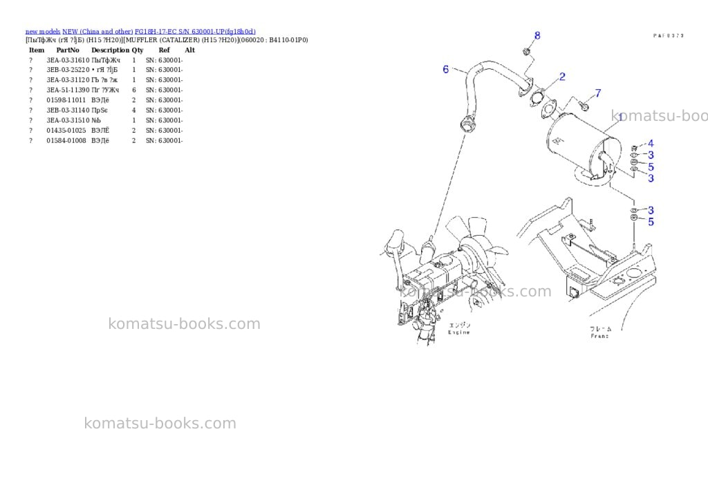 Komatsu fg18h-17-ec s/n 630001-up Parts catalog cover Page 5 Komatsu fg18h-17-ec s/n 630001-up Parts catalog cover Page 5
