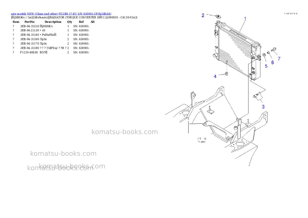 Komatsu fg18h-17-ec s/n 630001-up Parts catalog cover Page 7 Komatsu fg18h-17-ec s/n 630001-up Parts catalog cover Page 7