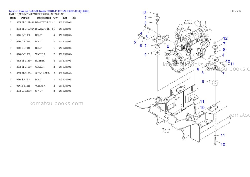Komatsu FG18H-17-EC S/N 630001-UP Parts catalog cover