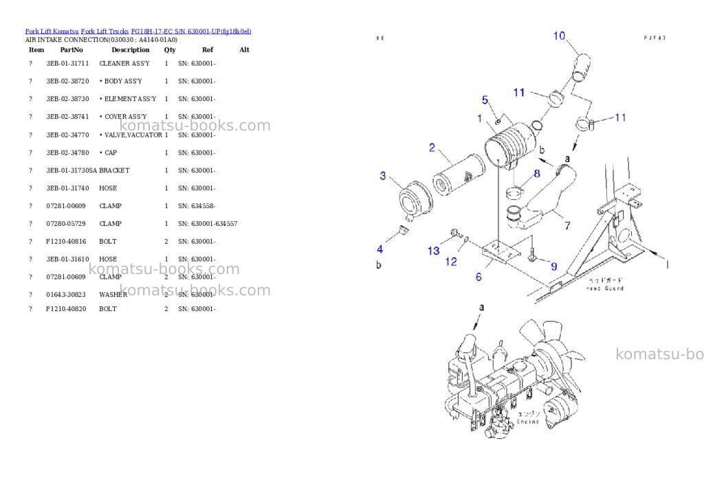 Komatsu FG18H-17-EC S/N 630001-UP Parts catalog cover Page 2