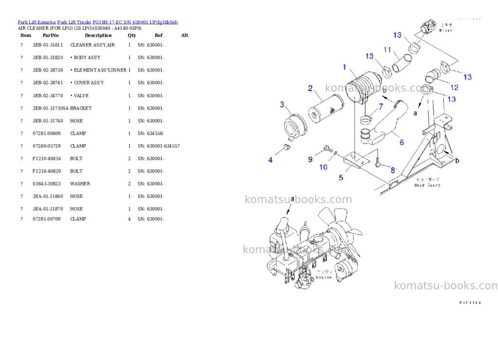Komatsu FG18H-17-EC S/N 630001-UP Parts catalog cover Page 3