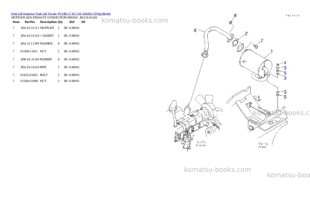 Komatsu FG18H-17-EC S/N 630001-UP Parts catalog cover Page 4