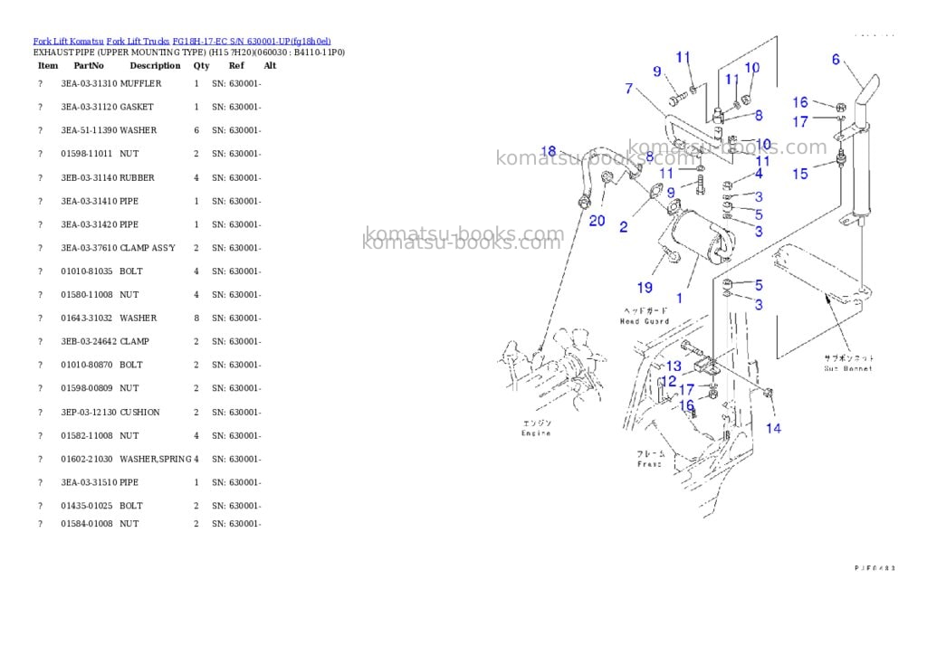 Komatsu FG18H-17-EC S/N 630001-UP Parts catalog cover Page 6