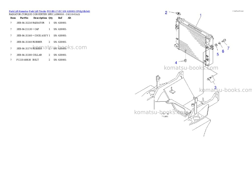 Komatsu FG18H-17-EC S/N 630001-UP Parts catalog cover Page 7