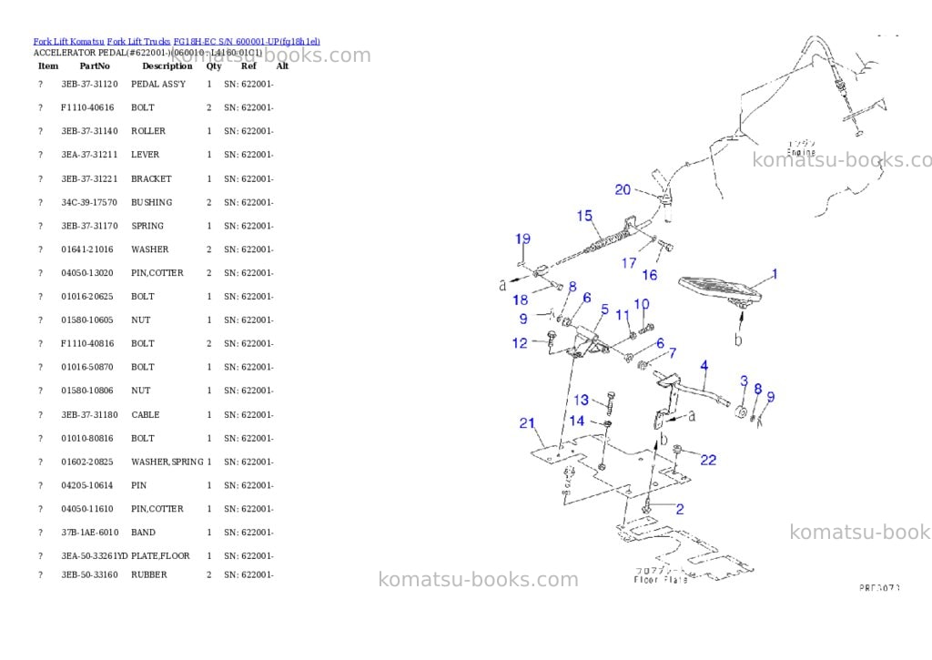 Komatsu fg18h-ec s/n 600001-up Parts catalog cover