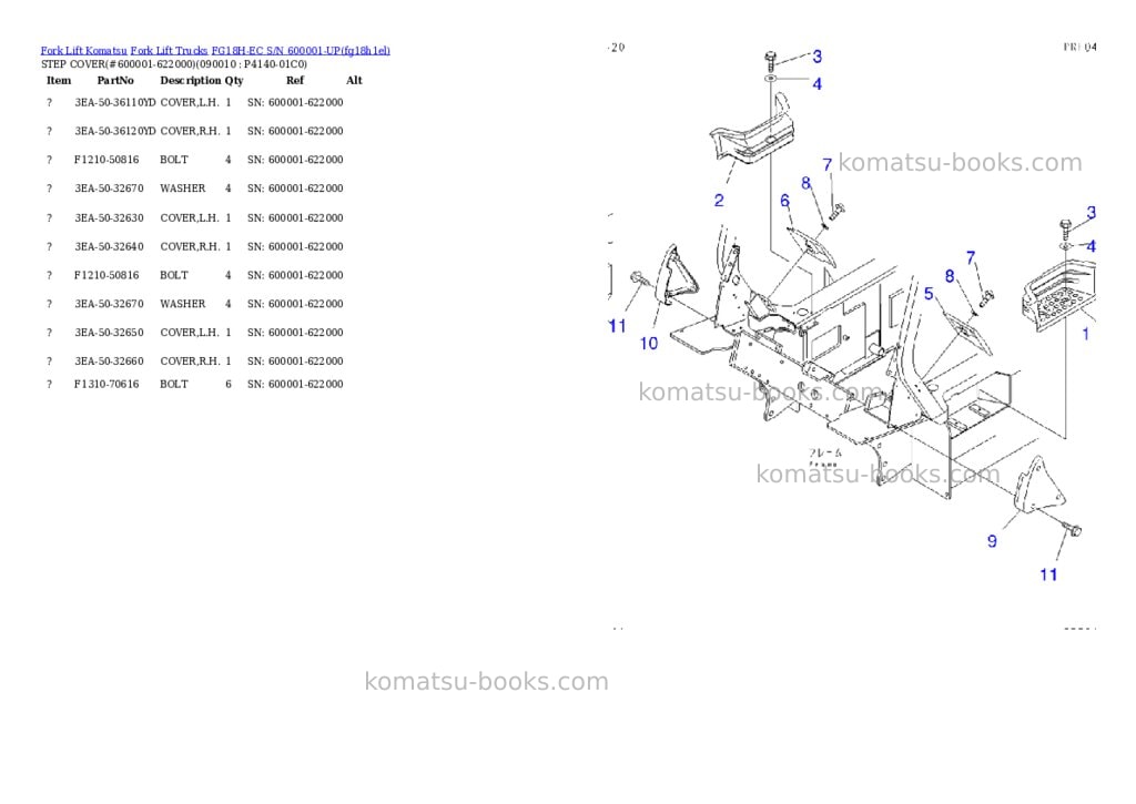 Komatsu fg18h-ec s/n 600001-up Parts catalog cover Page 2
