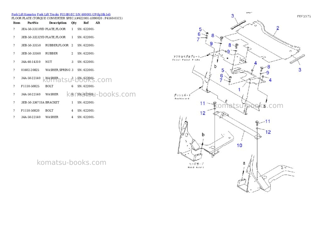 Komatsu fg18h-ec s/n 600001-up Parts catalog cover Page 3
