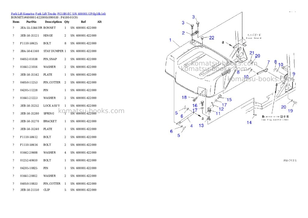 Komatsu fg18h-ec s/n 600001-up Parts catalog cover Page 4