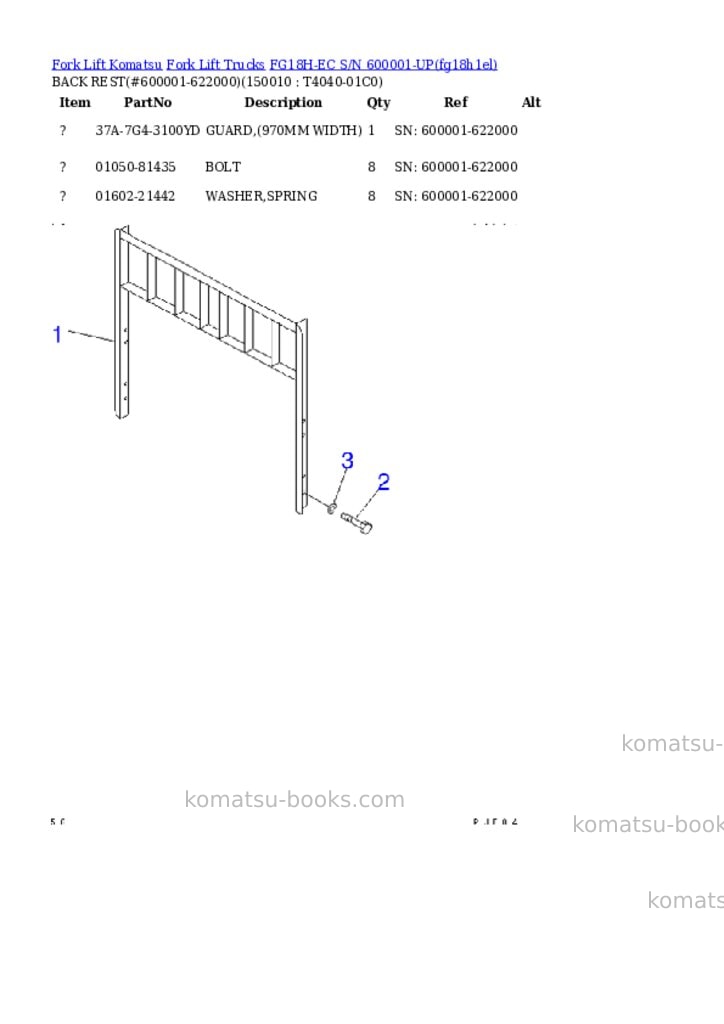 Komatsu fg18h-ec s/n 600001-up Parts catalog cover Page 7