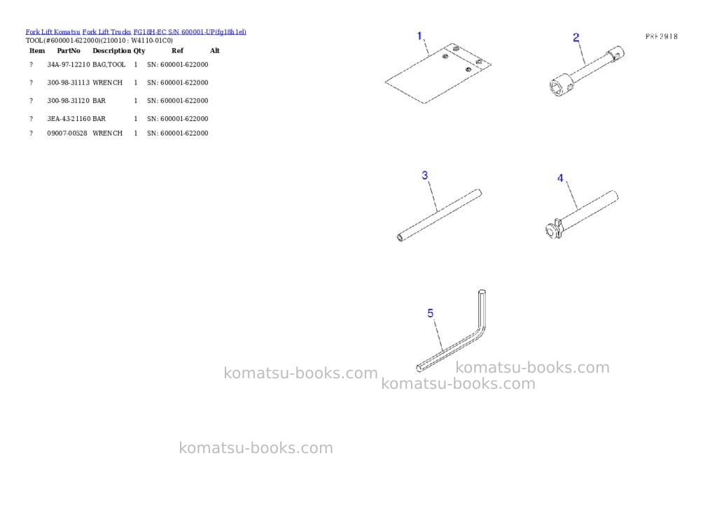 Komatsu fg18h-ec s/n 600001-up Parts catalog cover Page 9
