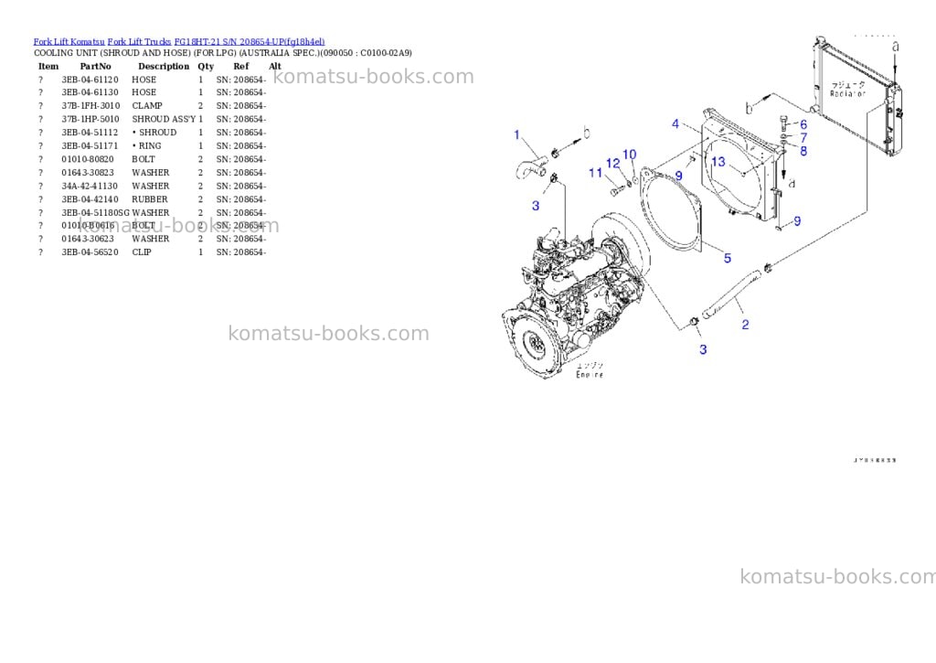 Komatsu FG18HT-21 S/N 208654-UP Parts catalog cover Page 10 Komatsu FG18HT-21 S/N 208654-UP Parts catalog cover Page 10