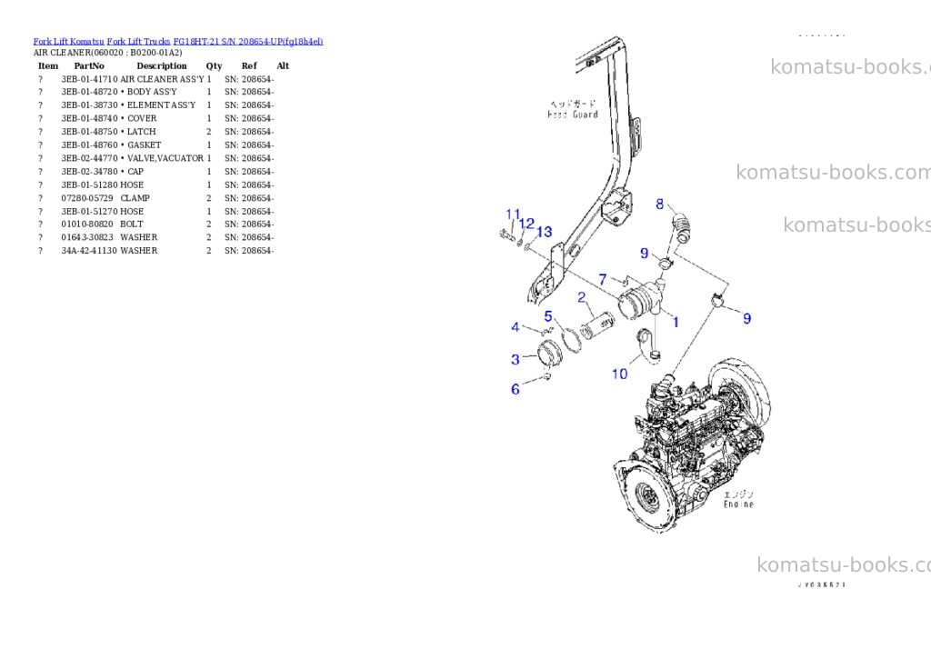 Komatsu FG18HT-21 S/N 208654-UP Parts catalog cover Page 4 Komatsu FG18HT-21 S/N 208654-UP Parts catalog cover Page 4